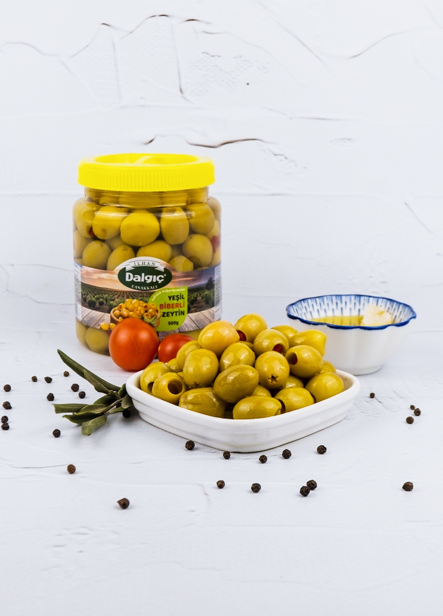 Yeşil Biberli Zeytin 500Gr