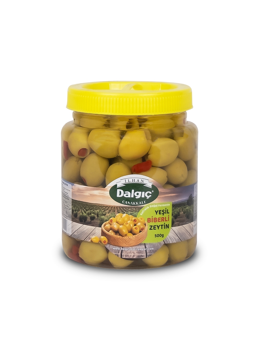 Yeşil Biberli Zeytin 500Gr